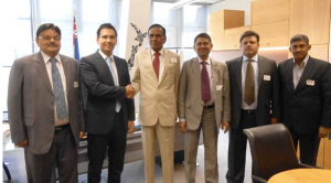 Energy and Resources Simon Bridges with the Indian steel delegation in his office in January 